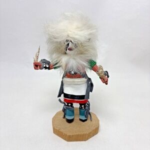 Navajo Native American Kachina Doll - Buffalo Warrior - Signed JB Vintage 80s